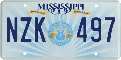 MS license plate NZK497