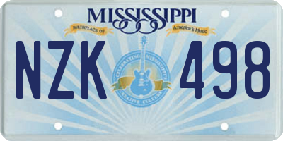 MS license plate NZK498