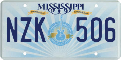 MS license plate NZK506