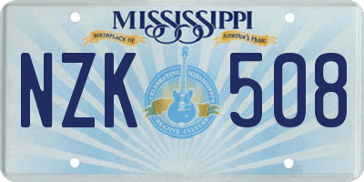 MS license plate NZK508