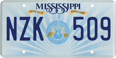 MS license plate NZK509
