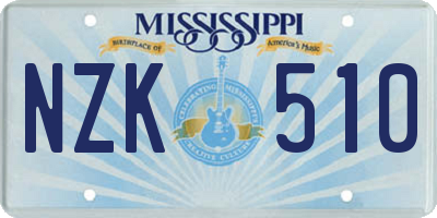 MS license plate NZK510