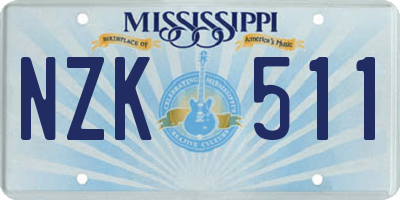 MS license plate NZK511