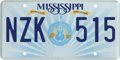 MS license plate NZK515