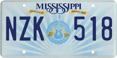 MS license plate NZK518