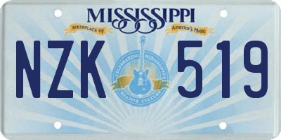 MS license plate NZK519