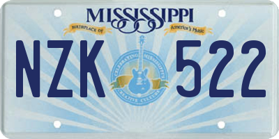 MS license plate NZK522