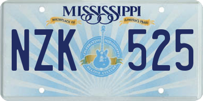 MS license plate NZK525