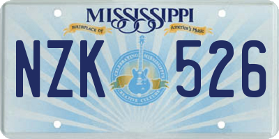 MS license plate NZK526