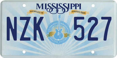 MS license plate NZK527