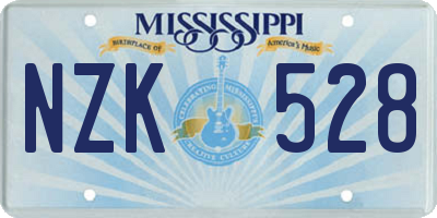 MS license plate NZK528
