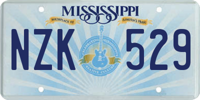 MS license plate NZK529
