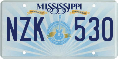 MS license plate NZK530