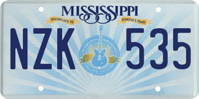MS license plate NZK535