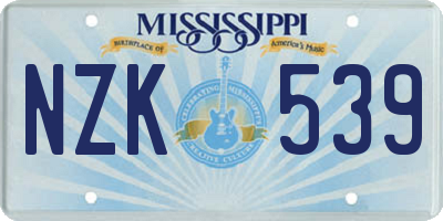 MS license plate NZK539