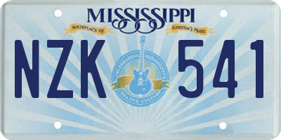 MS license plate NZK541