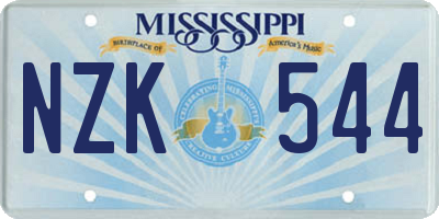 MS license plate NZK544
