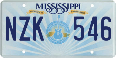 MS license plate NZK546