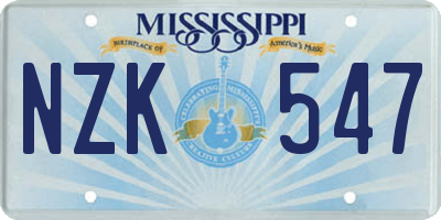 MS license plate NZK547