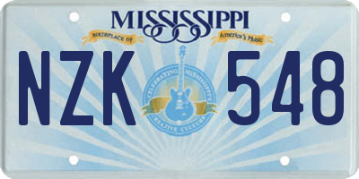 MS license plate NZK548