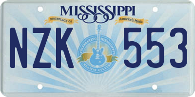 MS license plate NZK553