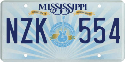 MS license plate NZK554