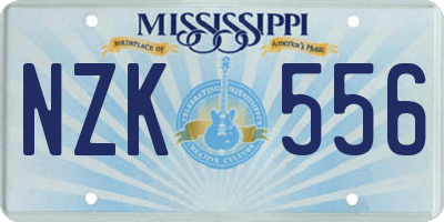 MS license plate NZK556