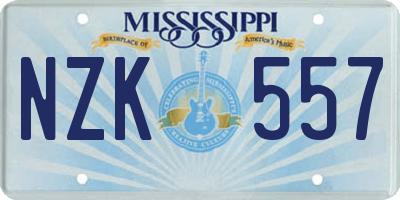 MS license plate NZK557
