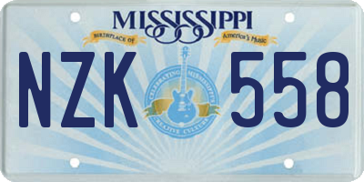 MS license plate NZK558