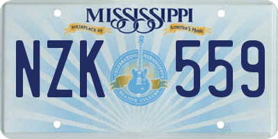 MS license plate NZK559