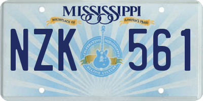 MS license plate NZK561
