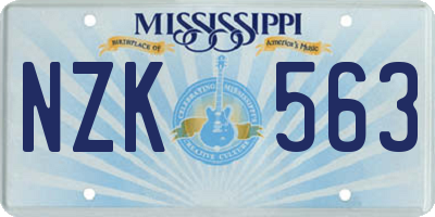 MS license plate NZK563