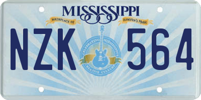 MS license plate NZK564