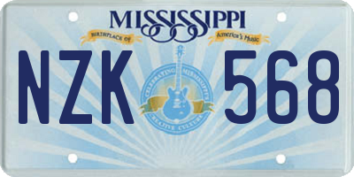 MS license plate NZK568