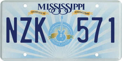 MS license plate NZK571