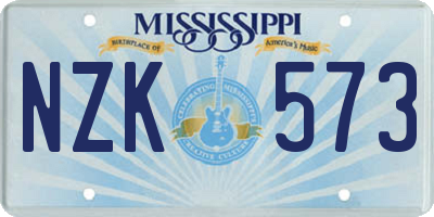 MS license plate NZK573