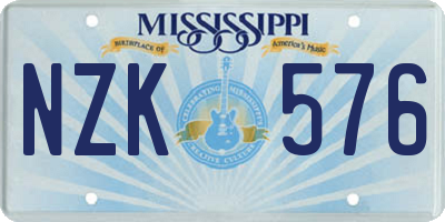 MS license plate NZK576