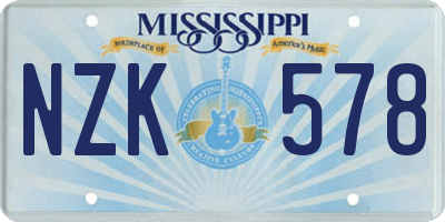 MS license plate NZK578