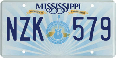 MS license plate NZK579