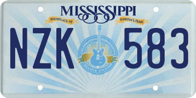 MS license plate NZK583