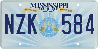 MS license plate NZK584