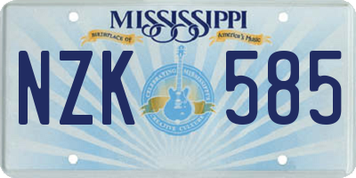 MS license plate NZK585