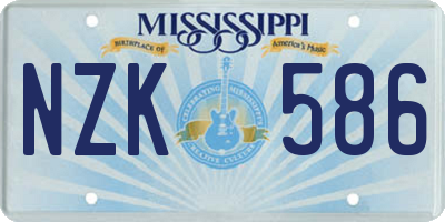 MS license plate NZK586