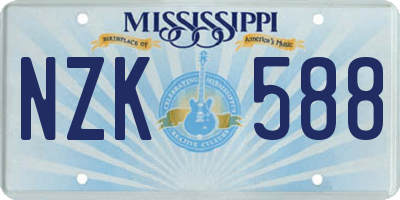 MS license plate NZK588