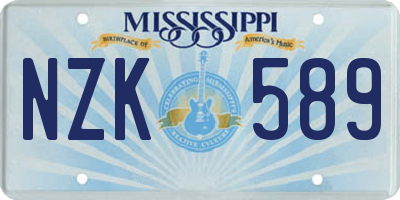 MS license plate NZK589