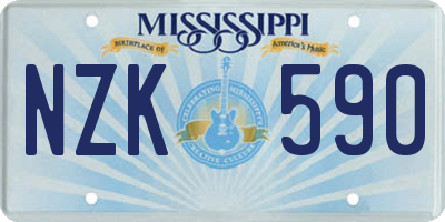MS license plate NZK590