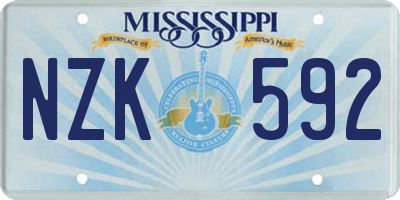 MS license plate NZK592