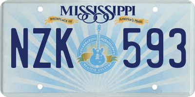 MS license plate NZK593