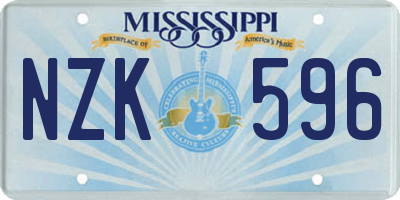 MS license plate NZK596