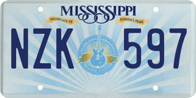 MS license plate NZK597